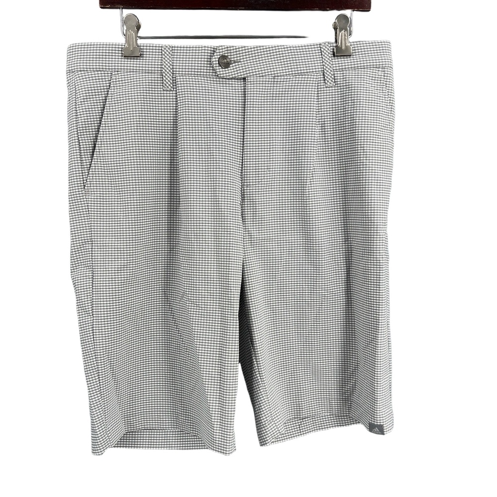 Adidas Mens Golf Shorts Gray Gingham Performance Fabric Preppy 10” Inseam 32 New